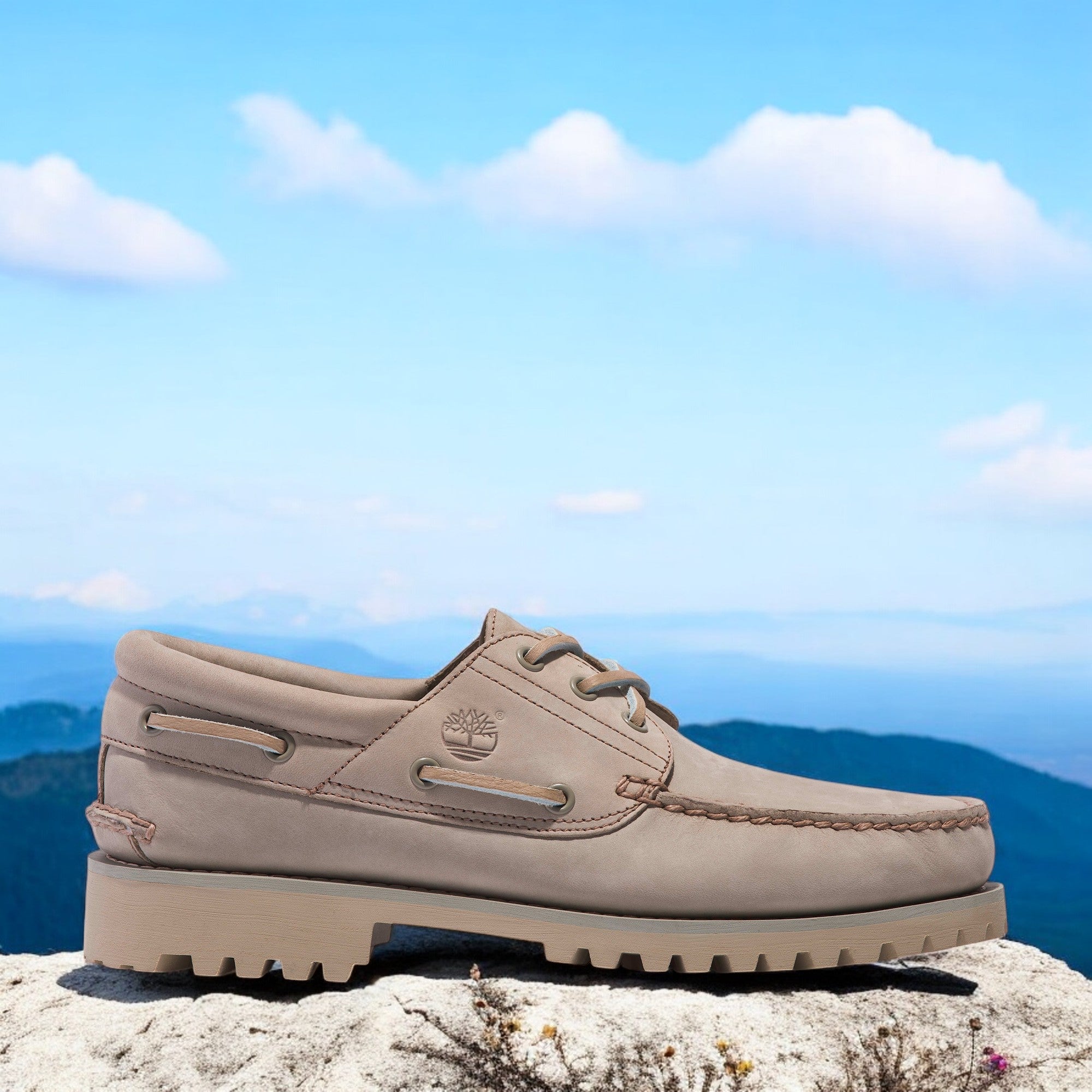 [TB0A298QEO2] MENS TIMBERLAND 3-EYE LUG HANDSEWN BOAT SHOE 'TAUPE'