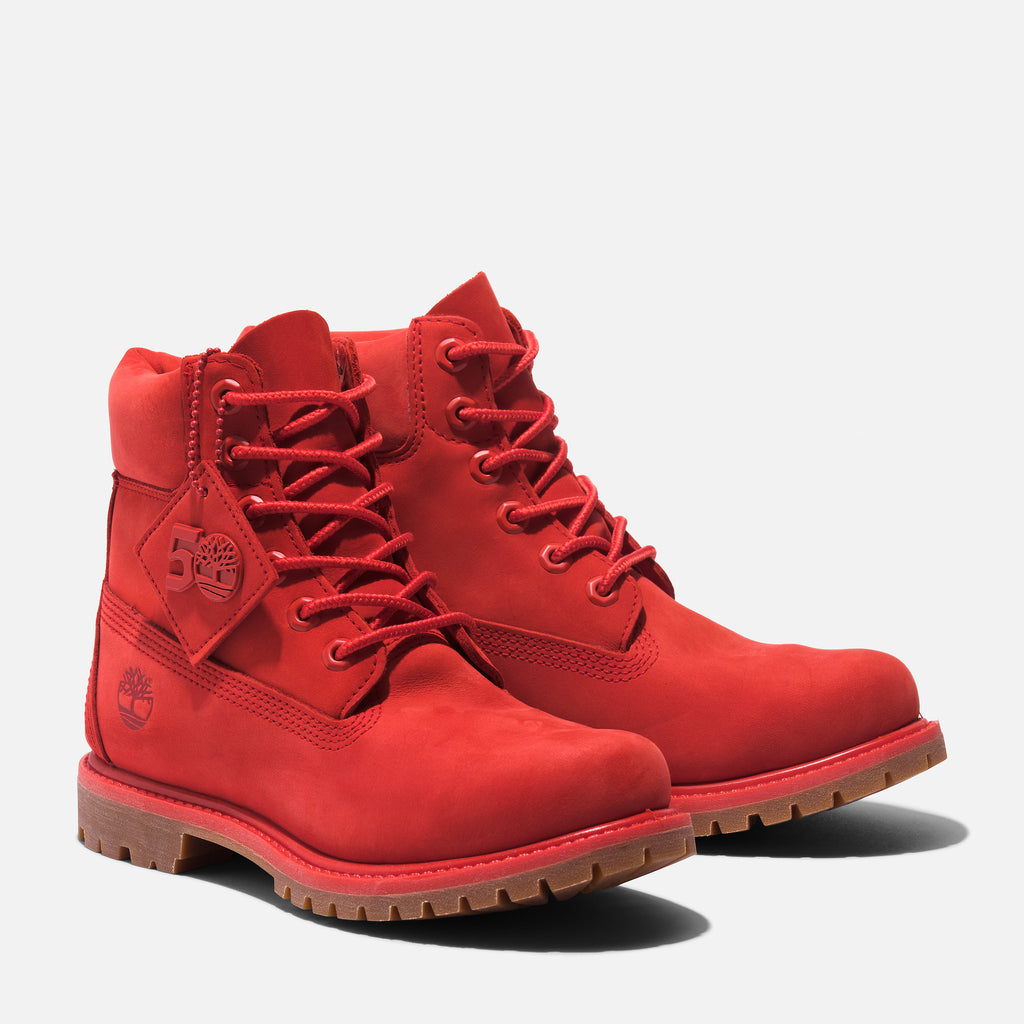 [TB0A2R6BDV8] WOMENS TIMBERLAND 6 INCH BOOT '50TH ANNIVERSARY - MEDIUM RED'