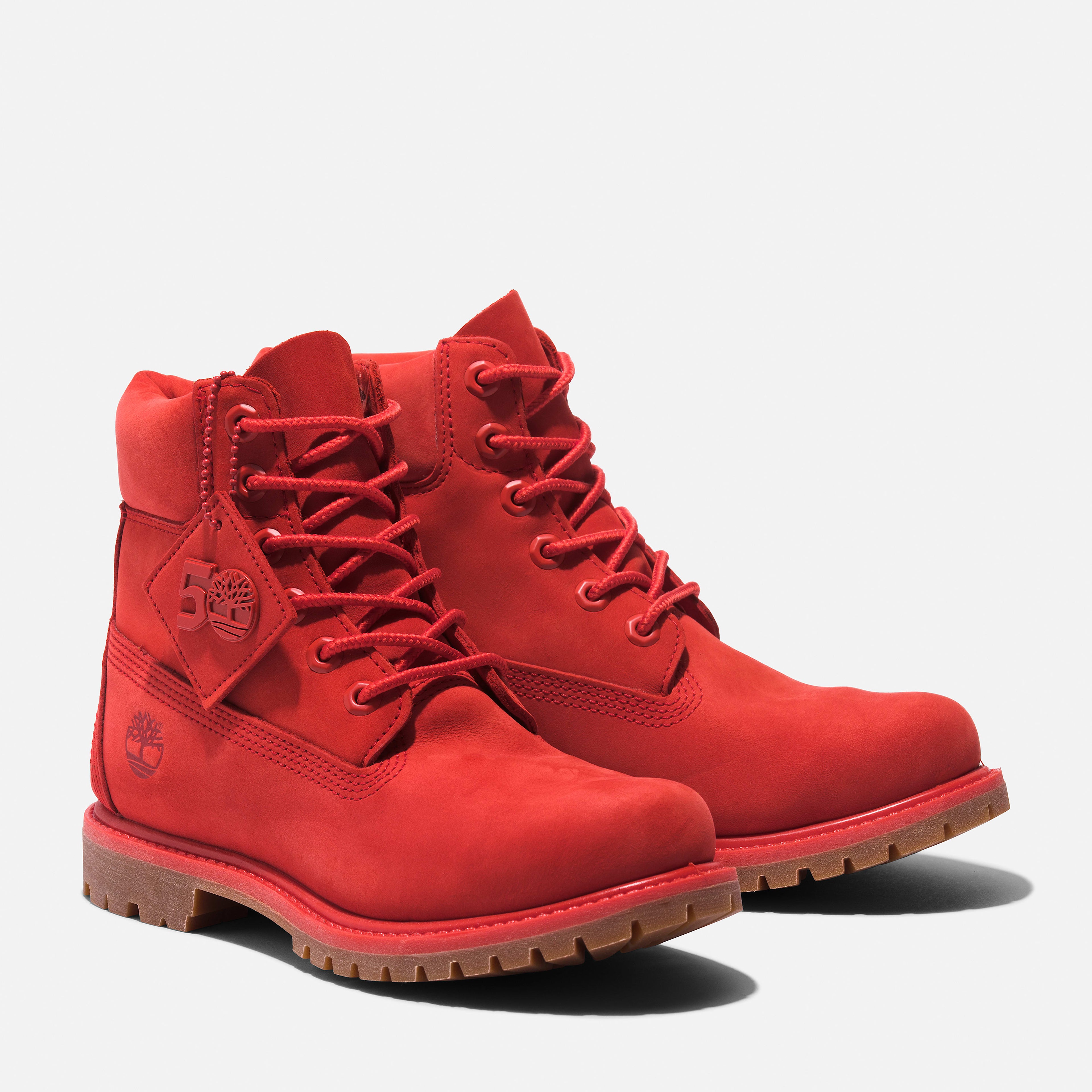 [TB0A2R6BDV8] WOMENS TIMBERLAND 6 INCH BOOT '50TH ANNIVERSARY - MEDIUM RED'