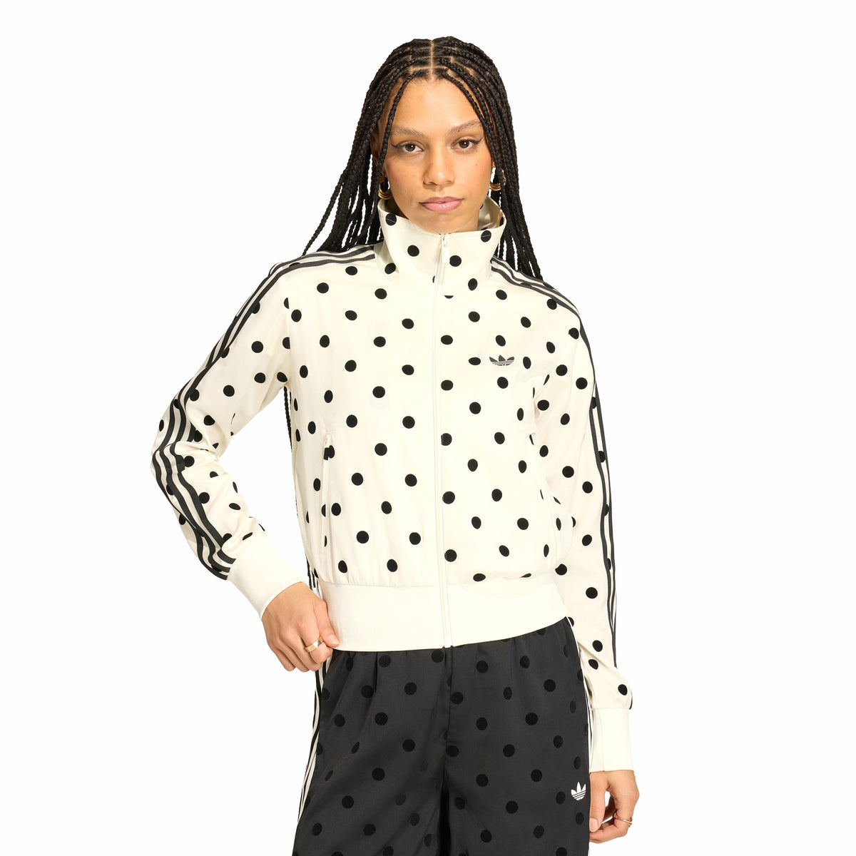 Womens Adidas Satin Polka Dots Track Top 2
