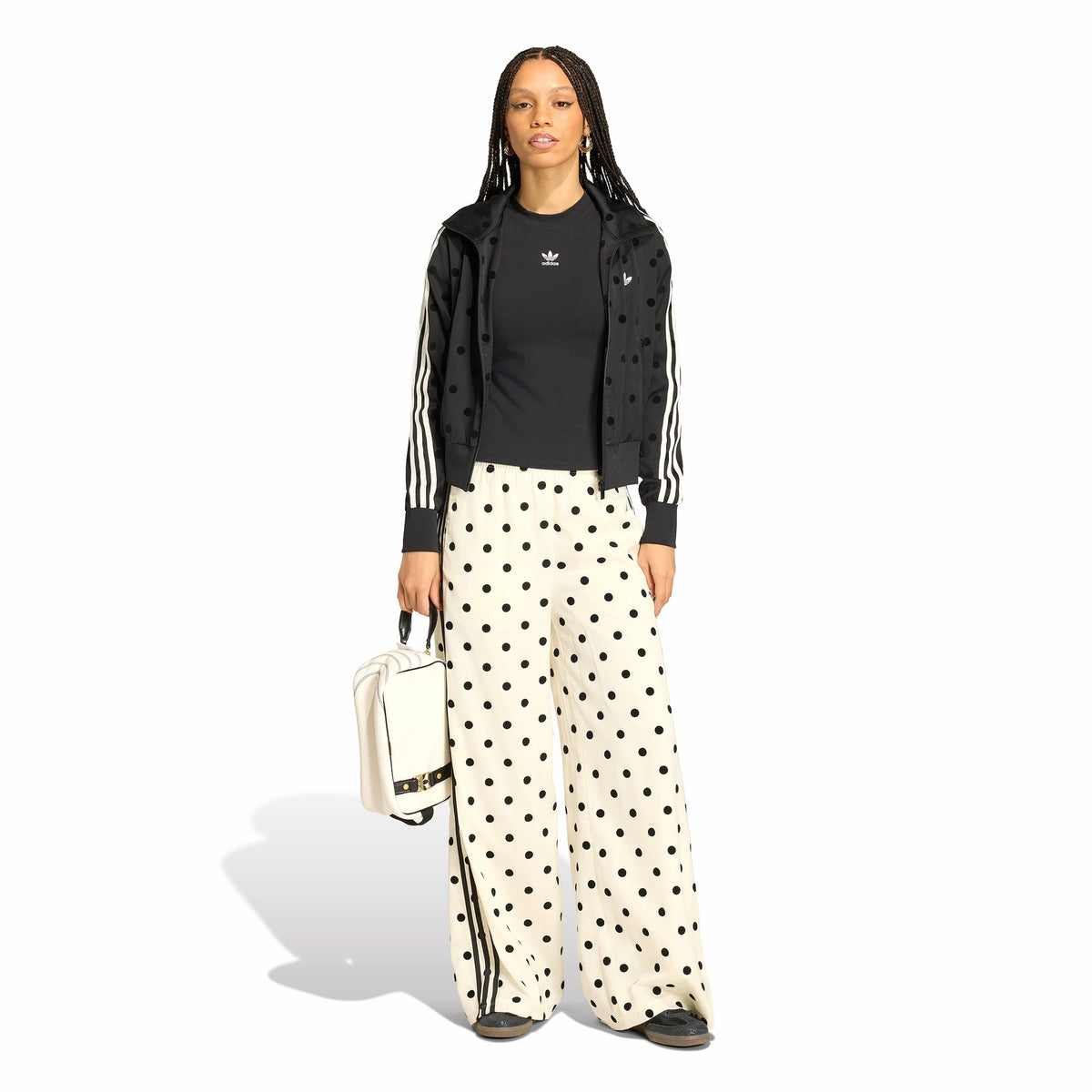 Womens Adidas Satin Polka Dots Wide Leg Pants 4