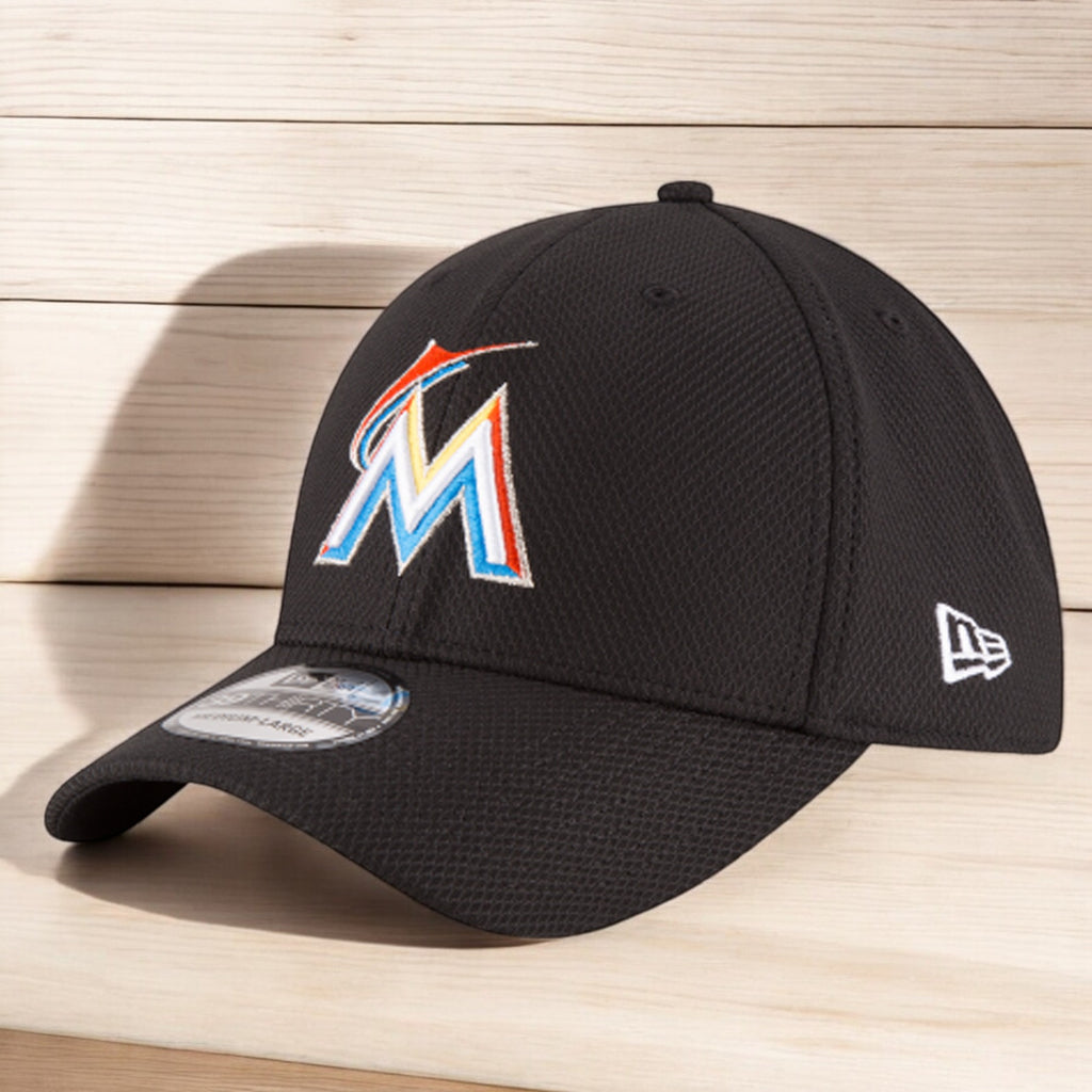 [11403320] Mens New Era MLB 39Thirty Diamond Era Flex Fit Cap - Miami Marlins