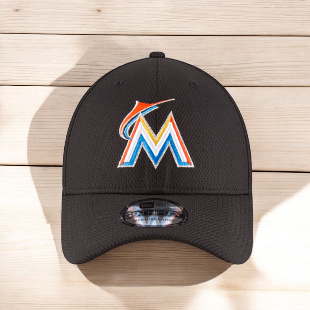 [11403320] Mens New Era MLB 39Thirty Diamond Era Flex Fit Cap - Miami Marlins