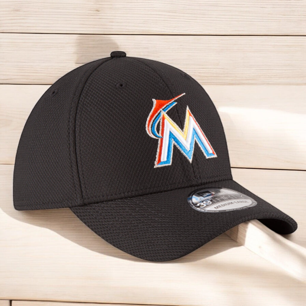 [11403320] Mens New Era MLB 39Thirty Diamond Era Flex Fit Cap - Miami Marlins