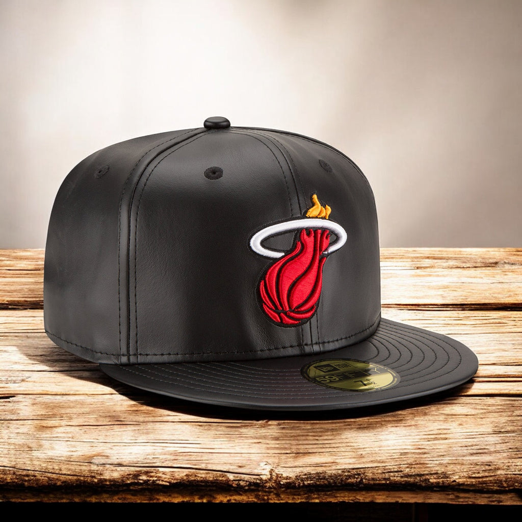 [70344056] Mens New Era NBA 59Fifty Faux Leather Fitted - Miami Heat