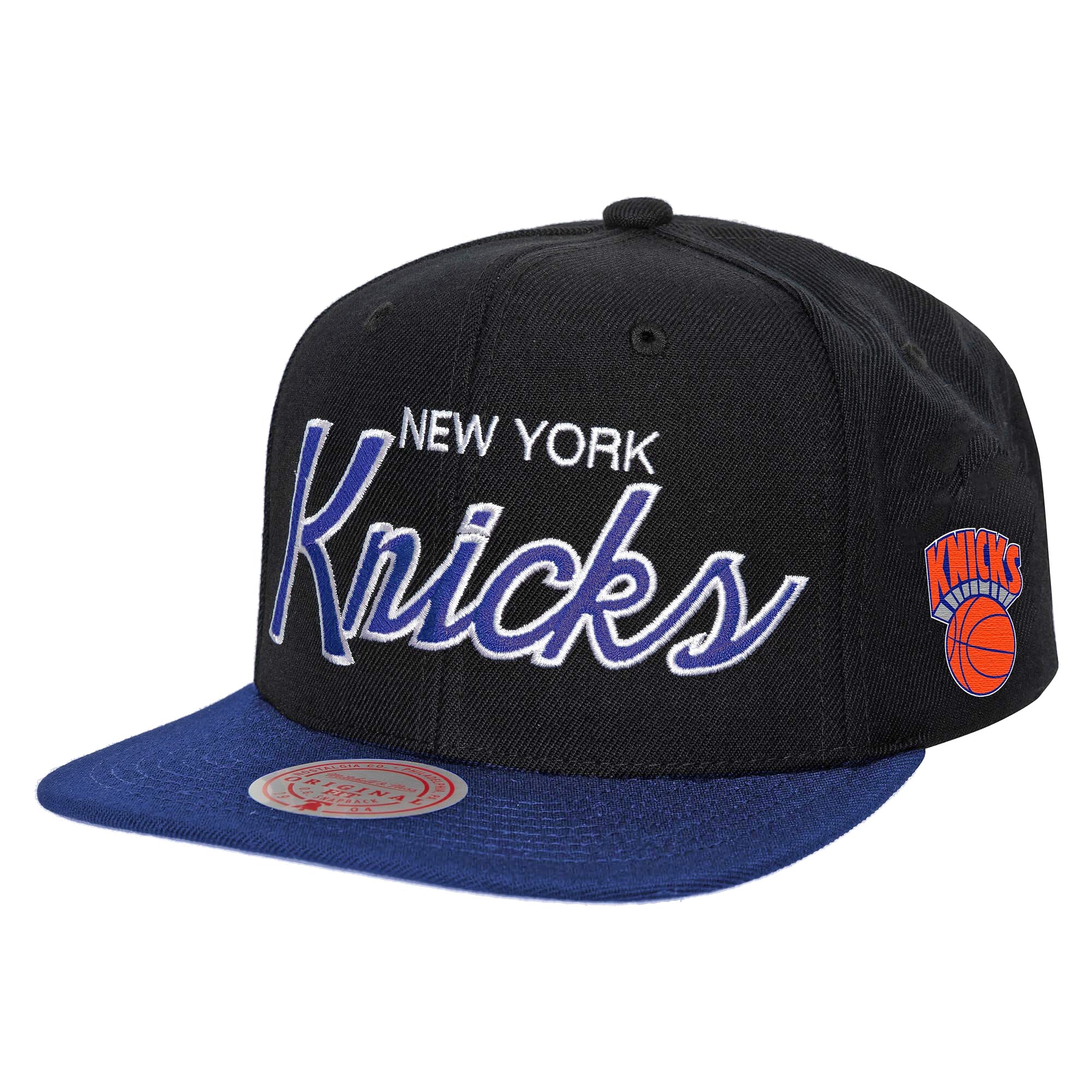 [HHSS3282-NYKYYPPPBLCK] MENS MITCHELL & NESS NBA NY KNICKS TEAM SCRIPT SNAPBACK