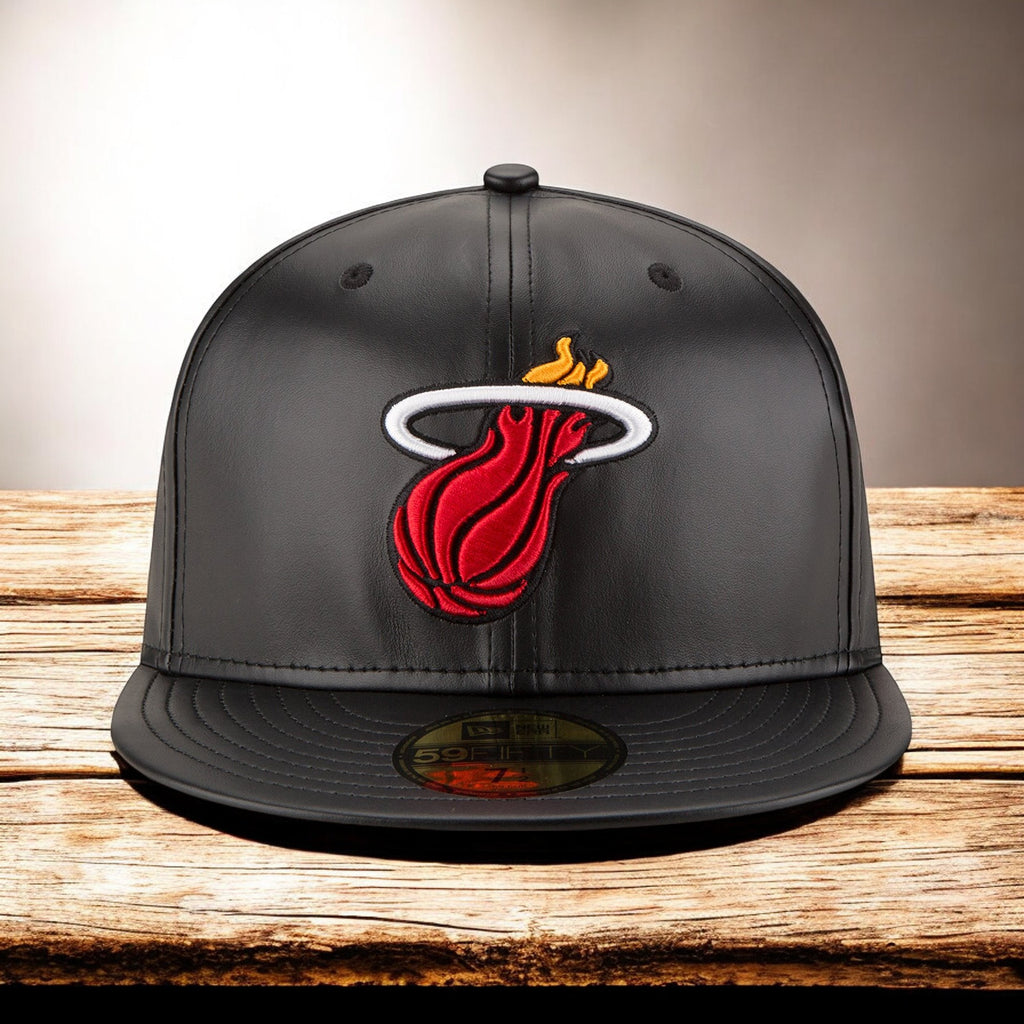 [70344056] Mens New Era NBA 59Fifty Faux Leather Fitted - Miami Heat