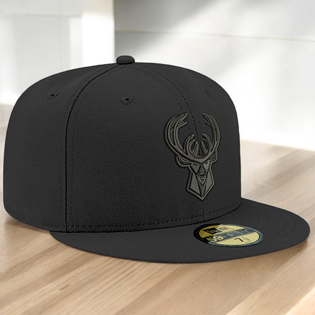 [70632960] Mens New Era NBA 5950 BLACK ON BLACK FITTED - MILWAUKEE BUCKS