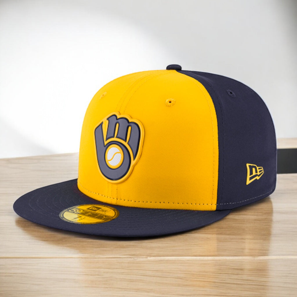 [11555626] Mens New Era MLB 59Fifty Authentic BP Fitted - Milwaukee Brewers