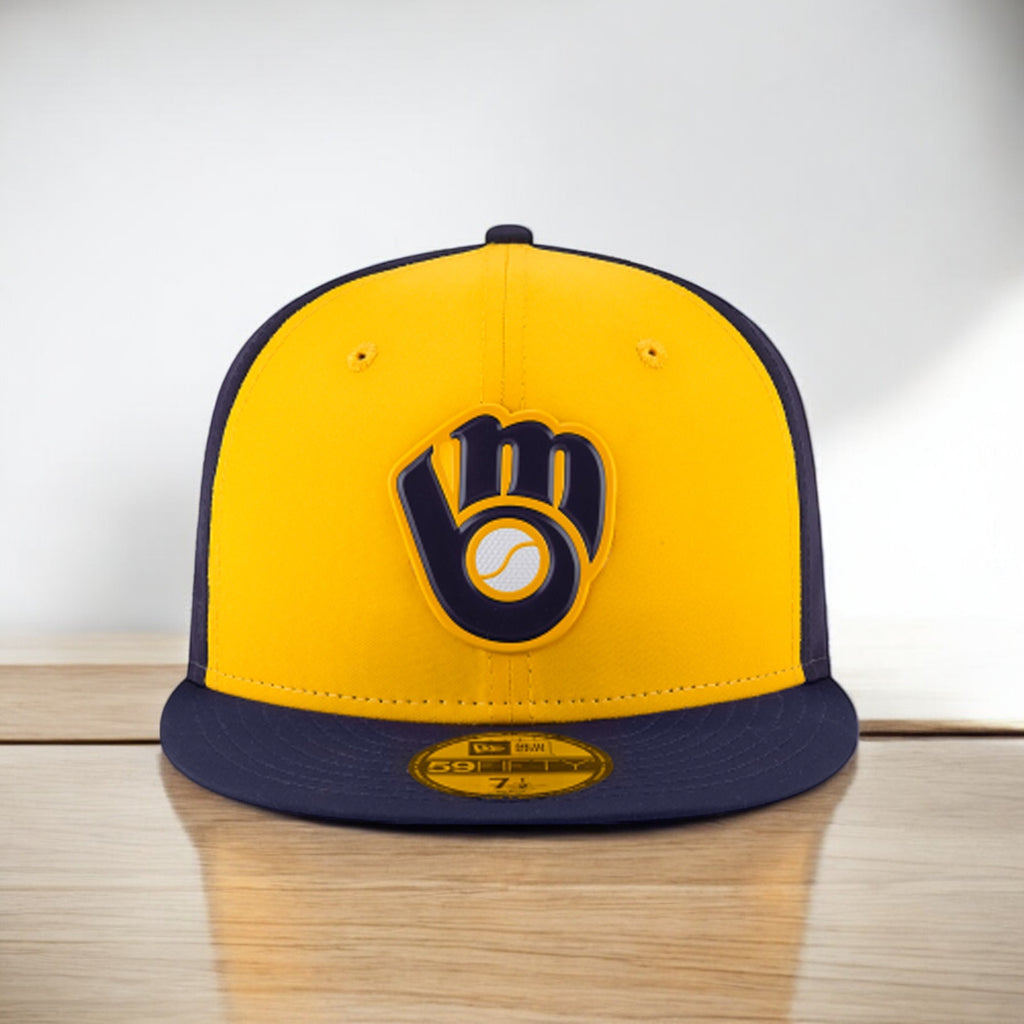 [11555626] Mens New Era MLB 59Fifty Authentic BP Fitted - Milwaukee Brewers