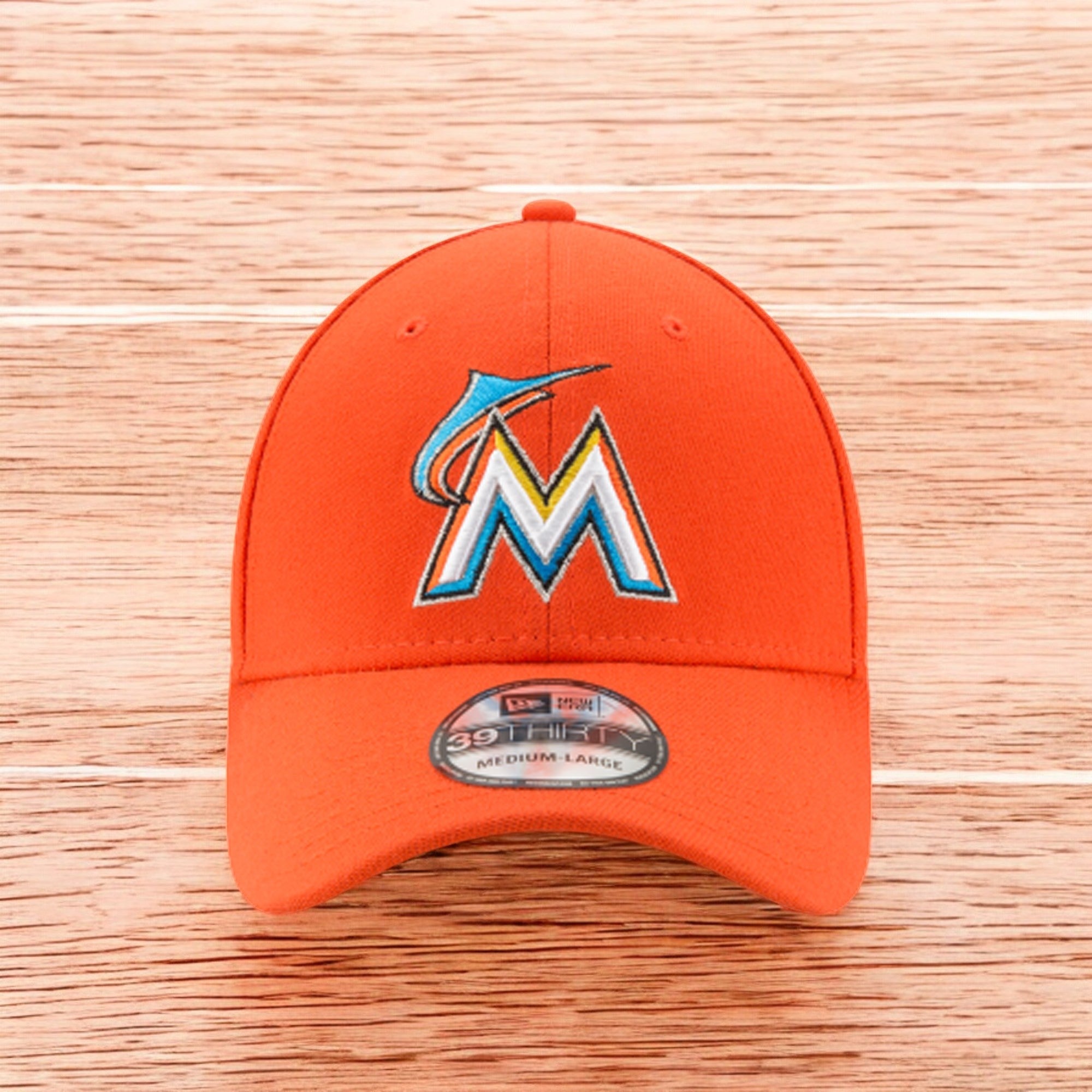 [10975813] Mens New Era MLB 39Thirty Stretch Fit Cap - Miami Marlins