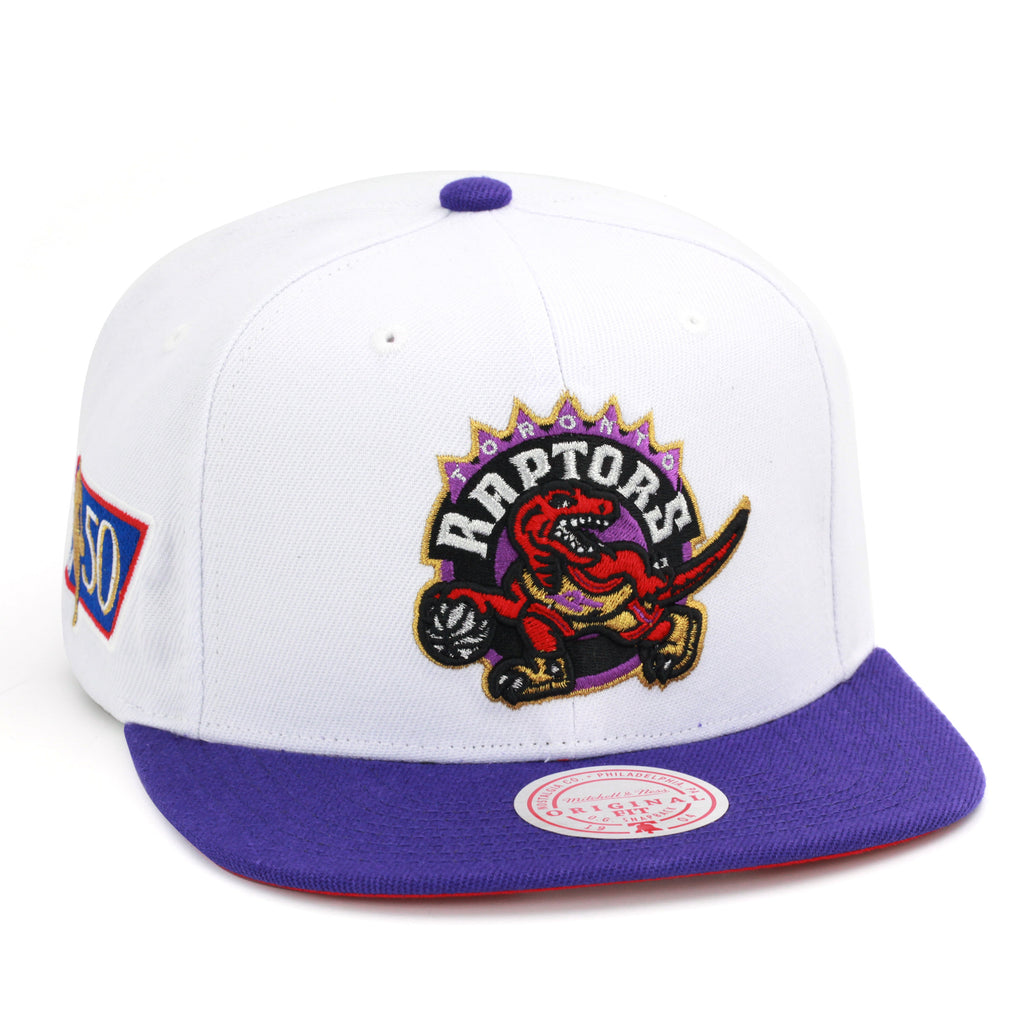 MENS MITCHELL & NESS NBA 50TH ANNI SNAPBACK HWC RAPTORS - WHITE-PURPLE