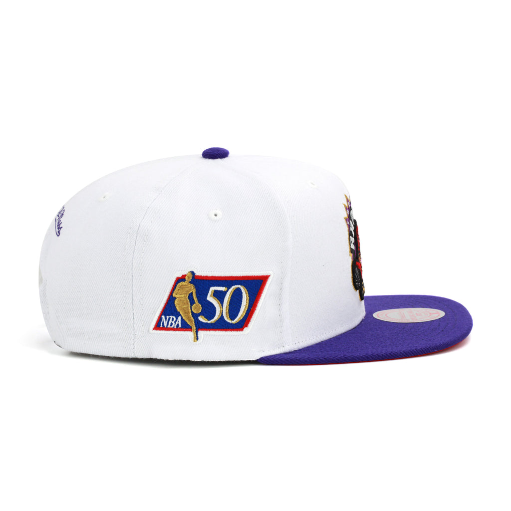 MENS MITCHELL & NESS NBA 50TH ANNI SNAPBACK HWC RAPTORS - WHITE-PURPLE