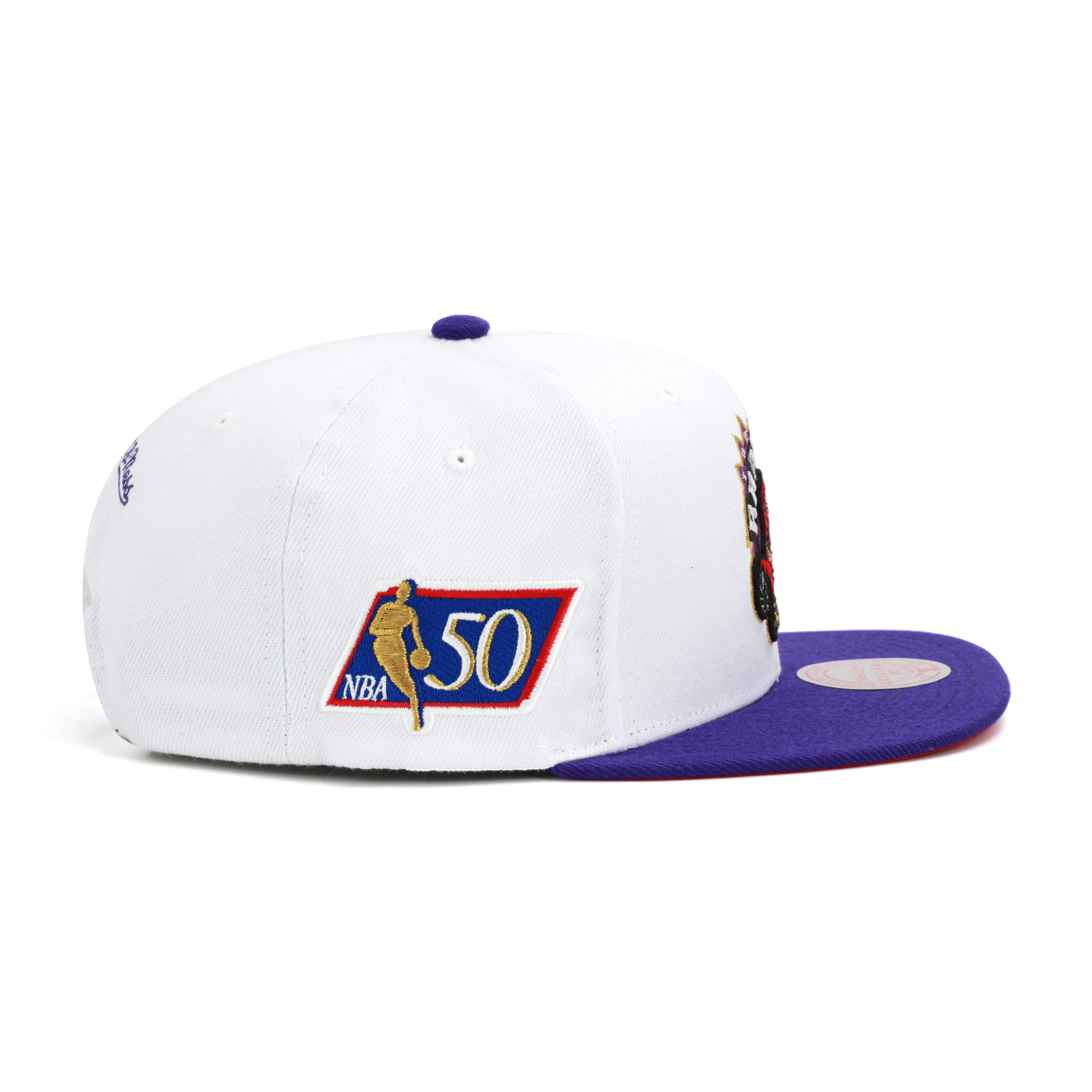 MENS MITCHELL & NESS NBA 50TH ANNI SNAPBACK HWC RAPTORS - WHITE-PURPLE