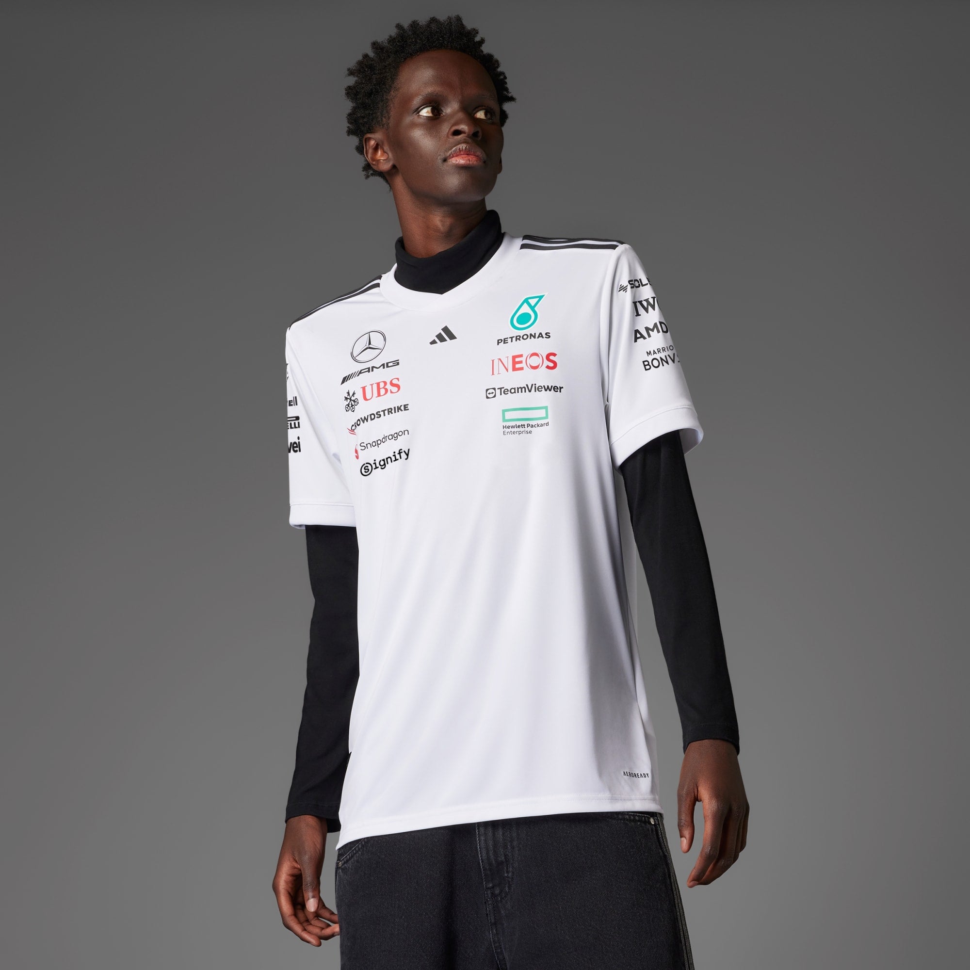 [JX5798] MENS ADIDAS MERCEDES - AMG PETRONAS FORMULA ONE TEAM DRIVER JERSEY