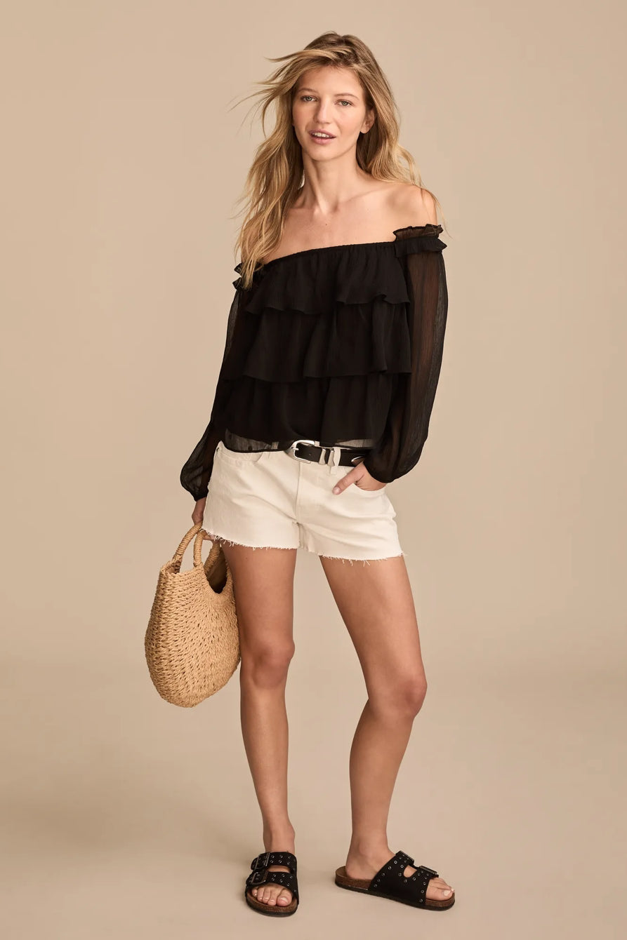 [134655-110] WOMENS LUCKY BRAND MID RISE FESTIVAL SHORT - WHITE LIES WASH