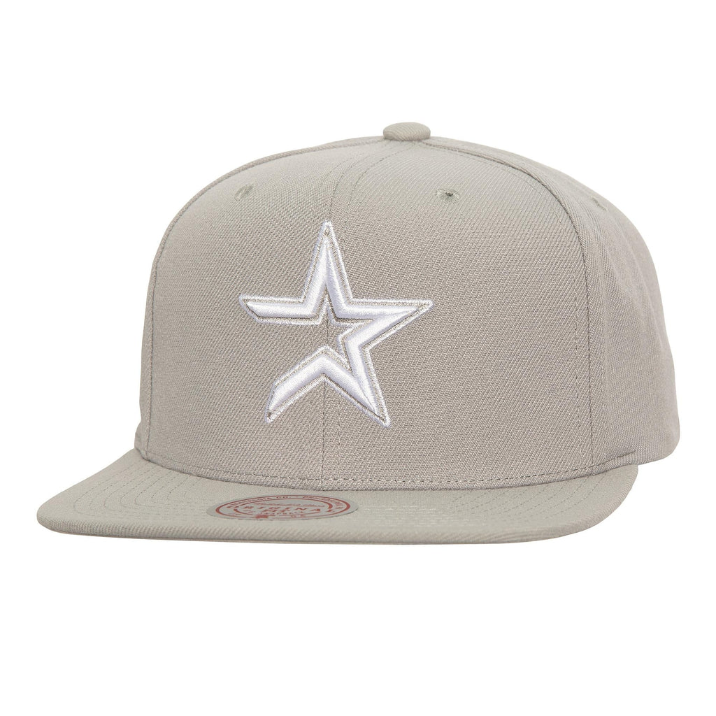 MENS MITCHELL & NESS MLB EVERGREEN GREY WHITE SNAPBACK COOP ASTROS