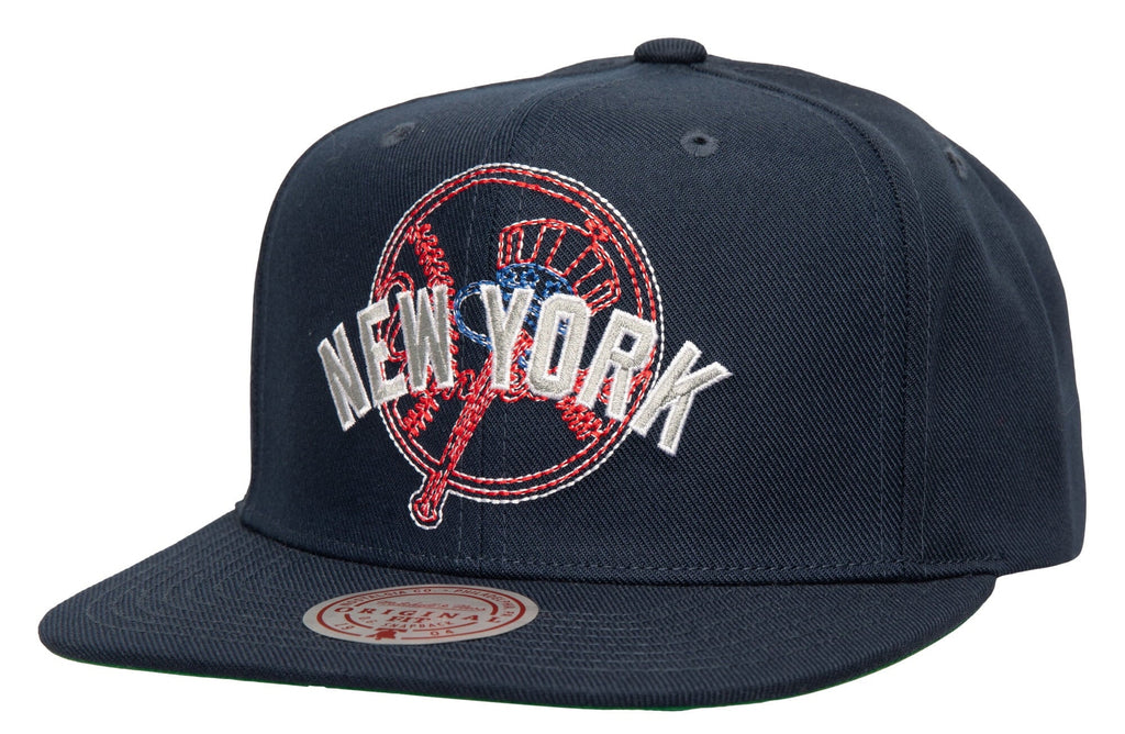 [HS9641-NYYNAVY] MENS MITCHELL & NESS MLB DOUBLE UP SNAPBACK YANKEES