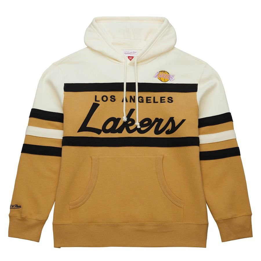 [TH6293-LALTNCR] MENS MITCHELL & NESS HEAD COACH HOODIE LAKERS