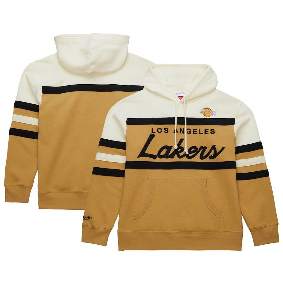 [TH6293-LALTNCR] MENS MITCHELL & NESS HEAD COACH HOODIE LAKERS