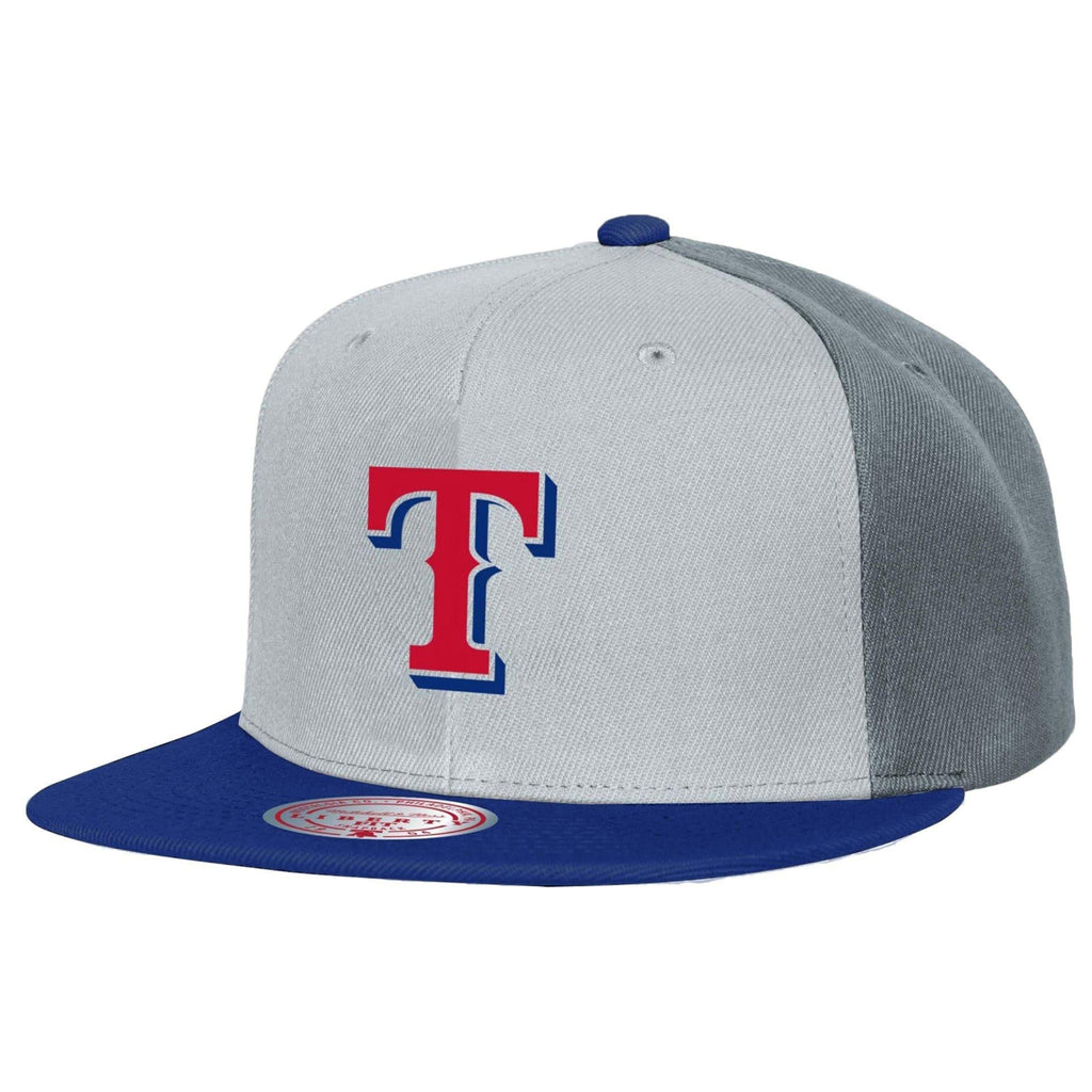 [HY11518-TRNGREY] MENS MITCHELL & NESS MLB TRIPLE PLAY LIBERTY SNAPBACK RANGERS