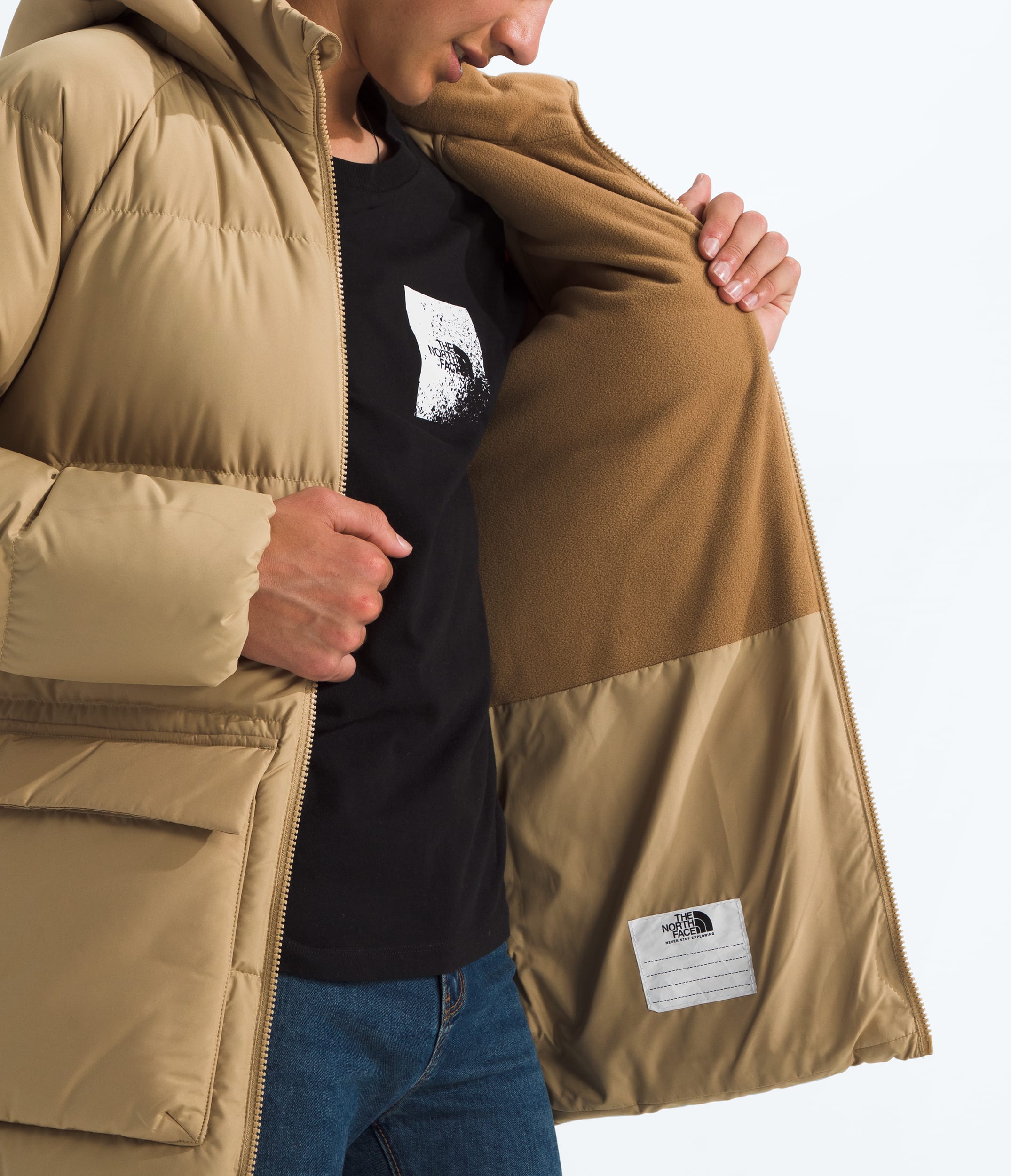 [NF0A88UWLK5] YOUTH THE NORTH FACE DOWN FLEECE-LINED SHORT PARKA