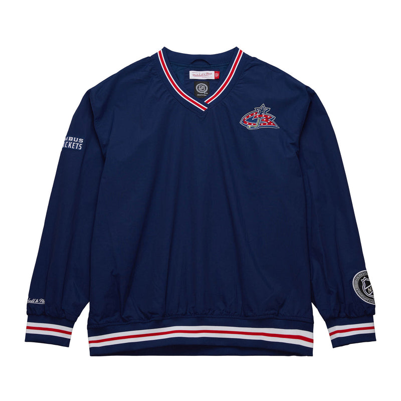 MENS MITCHELL & NESS NHL CLASSIC NYLON PULLOVER CURRENT LOGO BLUE JACKETS
