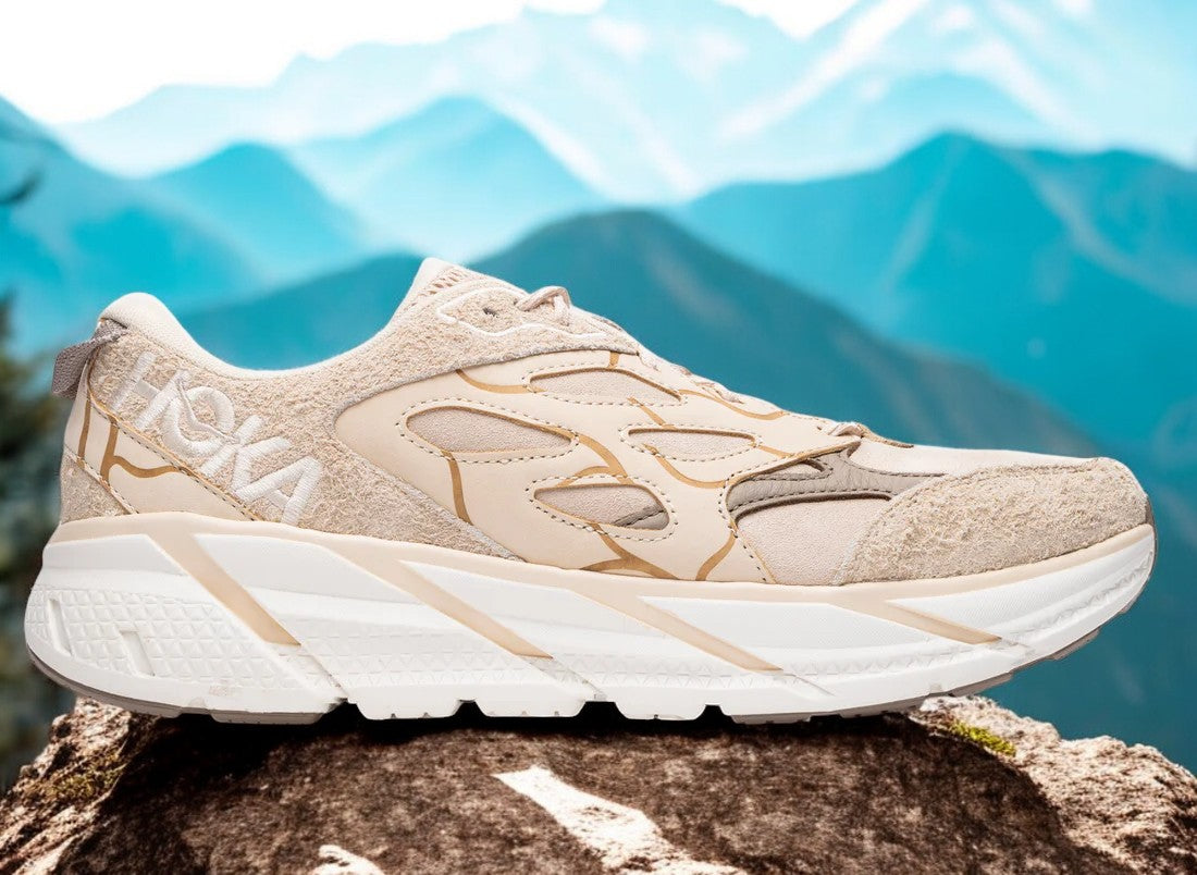 [1150910-OSN] MENS HOKA CLIFTON L SUEDE TP 'ELITE TERRAIN SYSTEM OAK SAND'