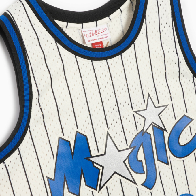 MENS MITCHELL & NESS CREAM SWINGMAN JERSEY MAGIC 1993 SHAQUILLE O'NEAL
