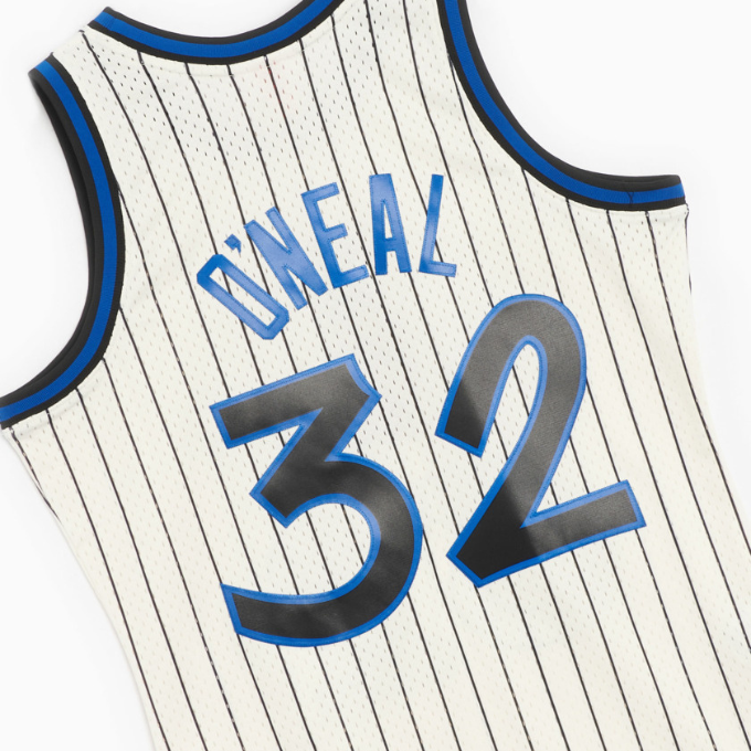 MENS MITCHELL & NESS CREAM SWINGMAN JERSEY MAGIC 1993 SHAQUILLE O'NEAL