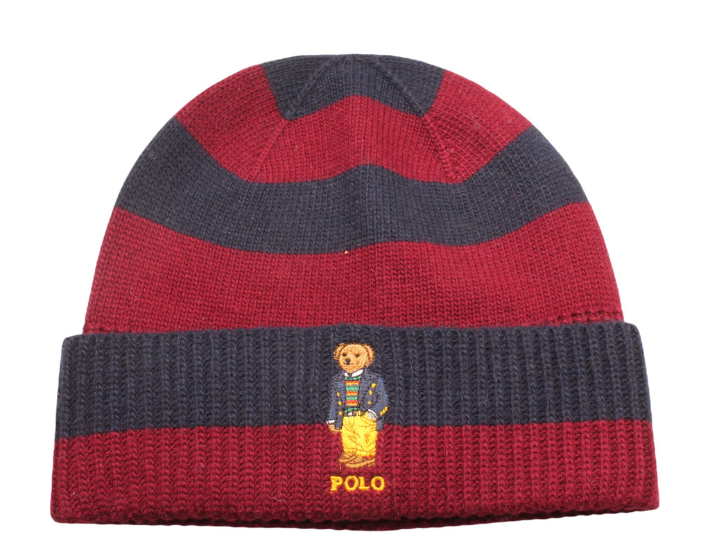 [PC0817-601] ADULT POLO RALPH LAUREN RUGBY STRIPE BEAR BEANIE