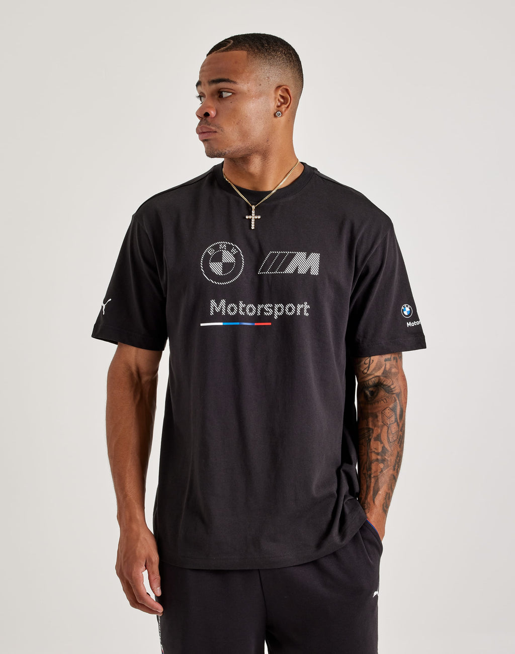 [629224-01] MENS PUMA BMW MOTORSPORTS ESSENTIALS LOGO STRIPE TEE