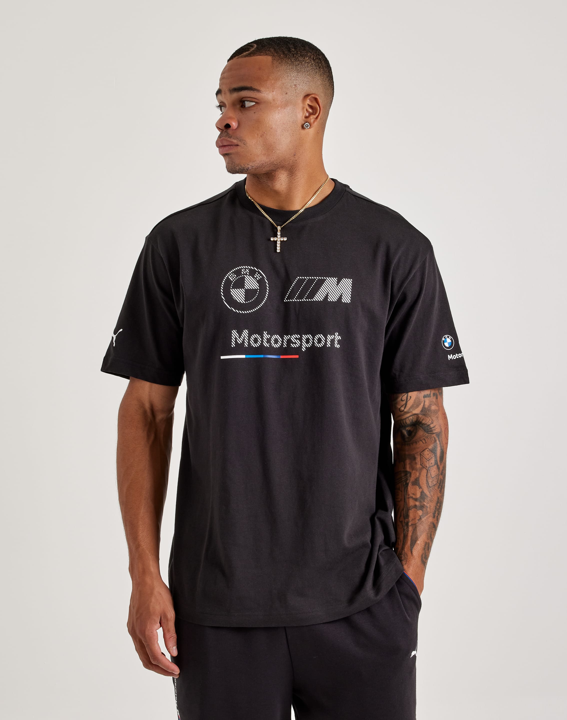 [629224-01] MENS PUMA BMW MOTORSPORTS ESSENTIALS LOGO STRIPE TEE