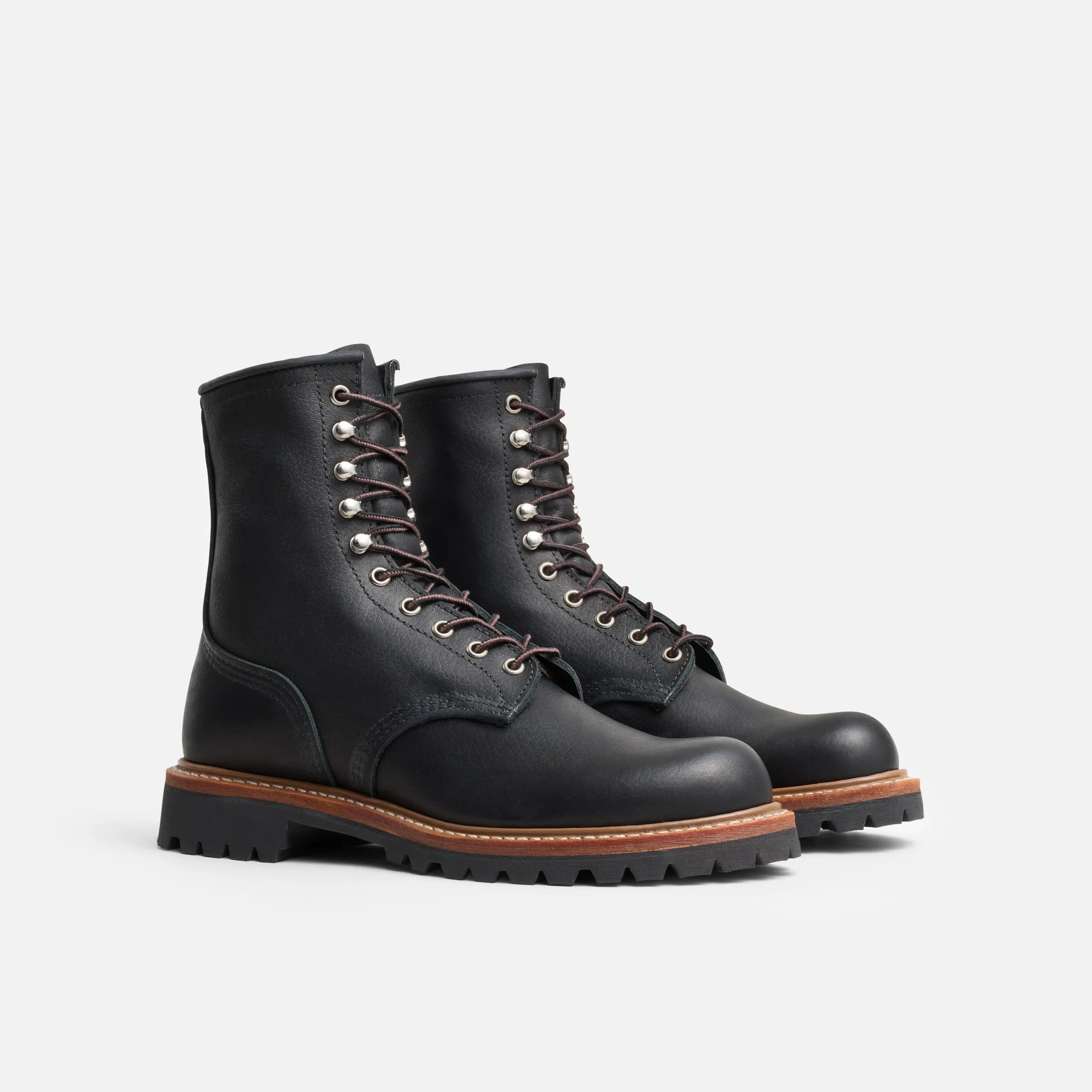 [4501] MENS RED WING LOGGER IN BLACK OIL SLICK LEATHER