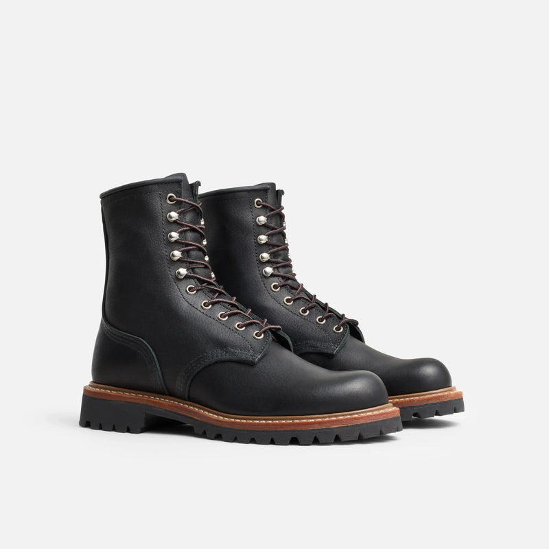 [4501] MENS RED WING LOGGER IN BLACK OIL SLICK LEATHER