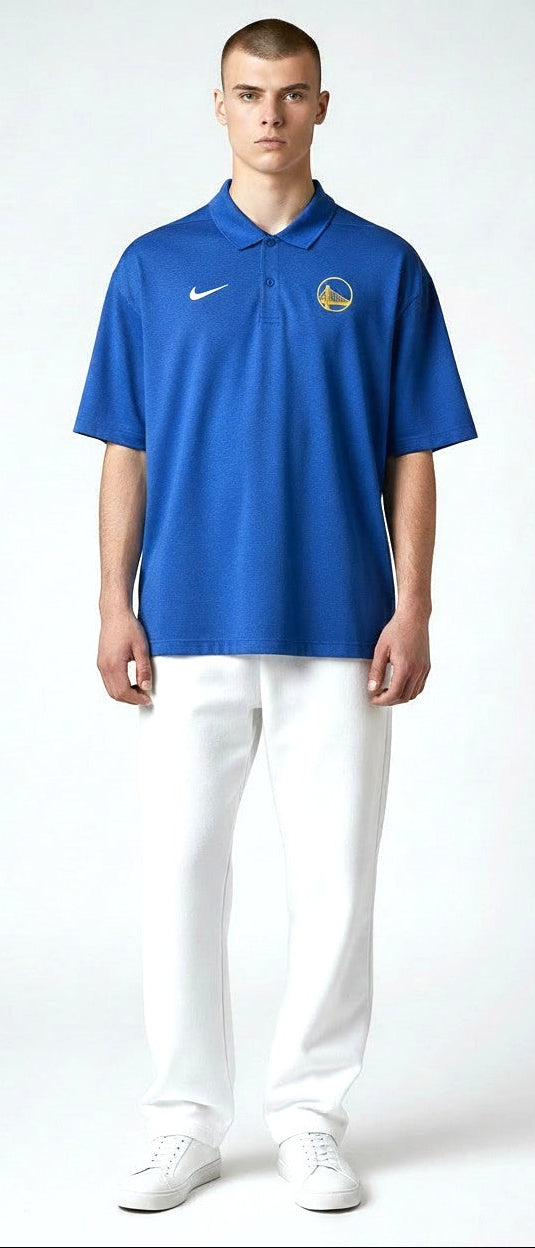 [GM1004-ROYAL] MENS NIKE NBA GS WARRIORS BREATHE HEATHER POLO ROYAL (GOLF)