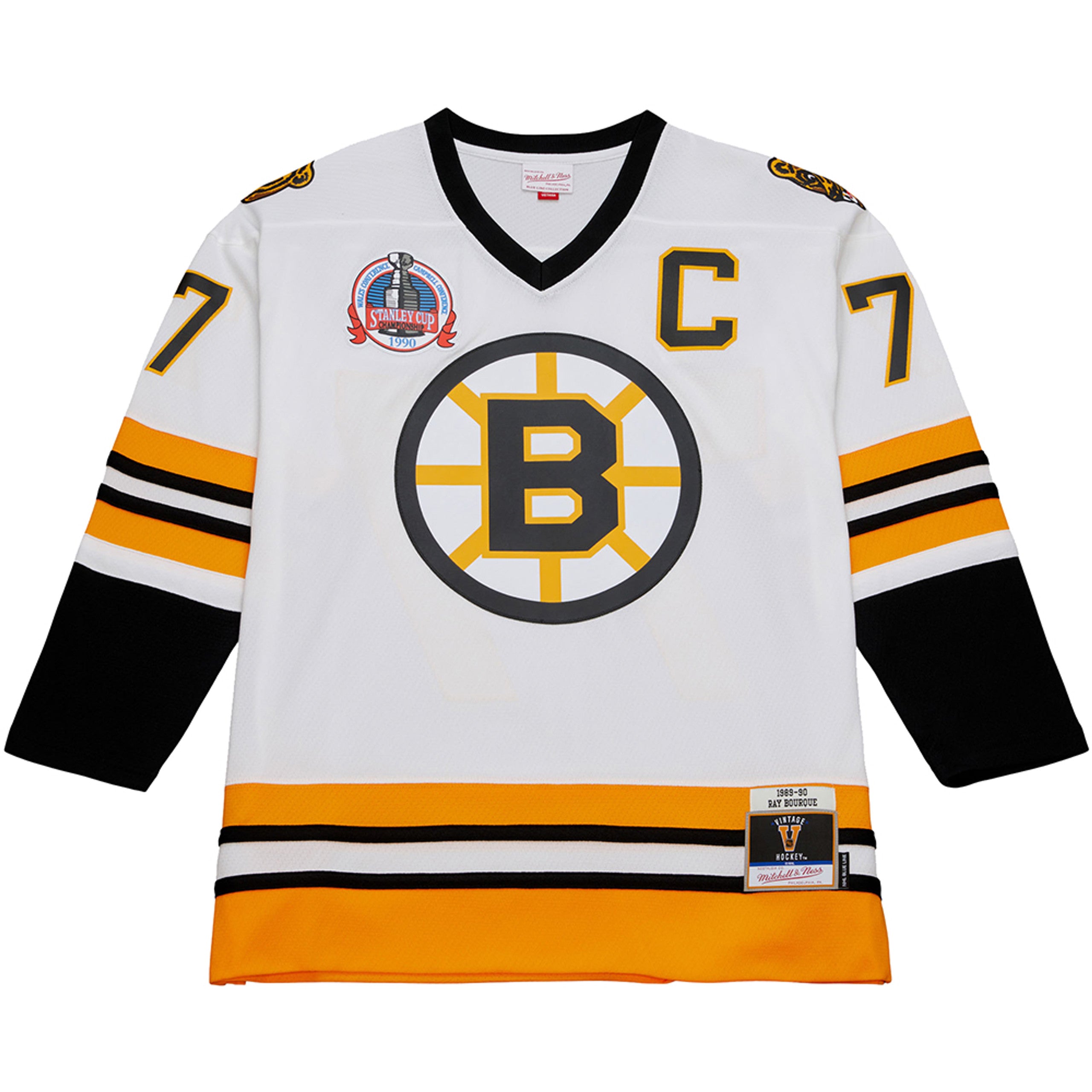 Mens Mitchell & Ness NHL WHITE JERSEY BRUINS 1989 RAY BOURQUE