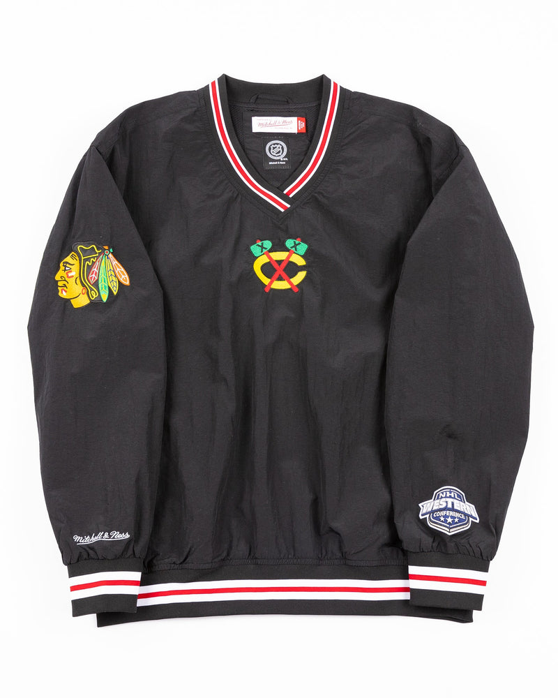 MENS MITCHELL & NESS NHL CLASSIC NYLON PULLOVER CURRENT LOGO BLACKHAWKS