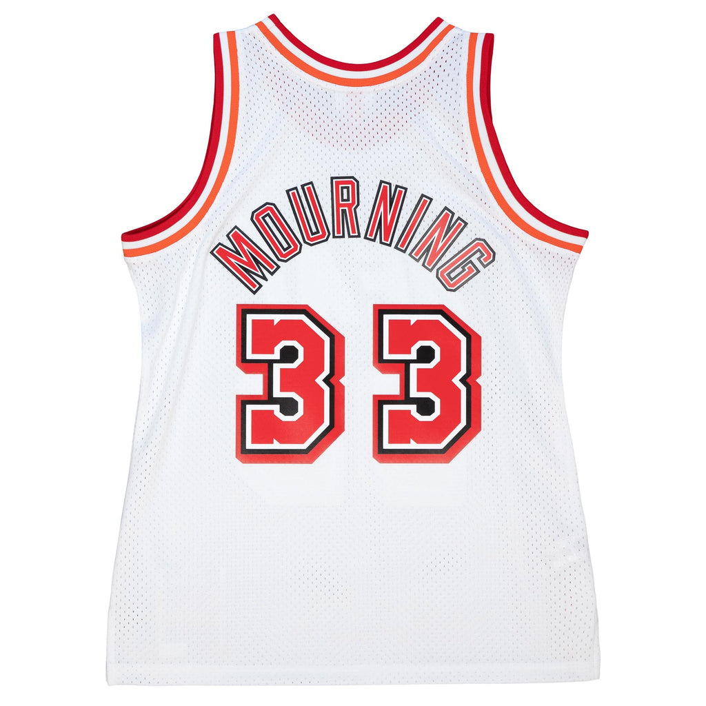 Mens Mitchell & Ness NBA WHITE JERSEY HEAT 1996 ALONZO MOURNING