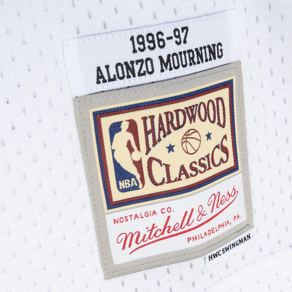 Mens Mitchell & Ness NBA WHITE JERSEY HEAT 1996 ALONZO MOURNING
