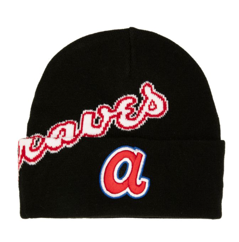 MENS MITCHELL & NESS MLB CRICKET KNIT COOP BRAVES - BLACK