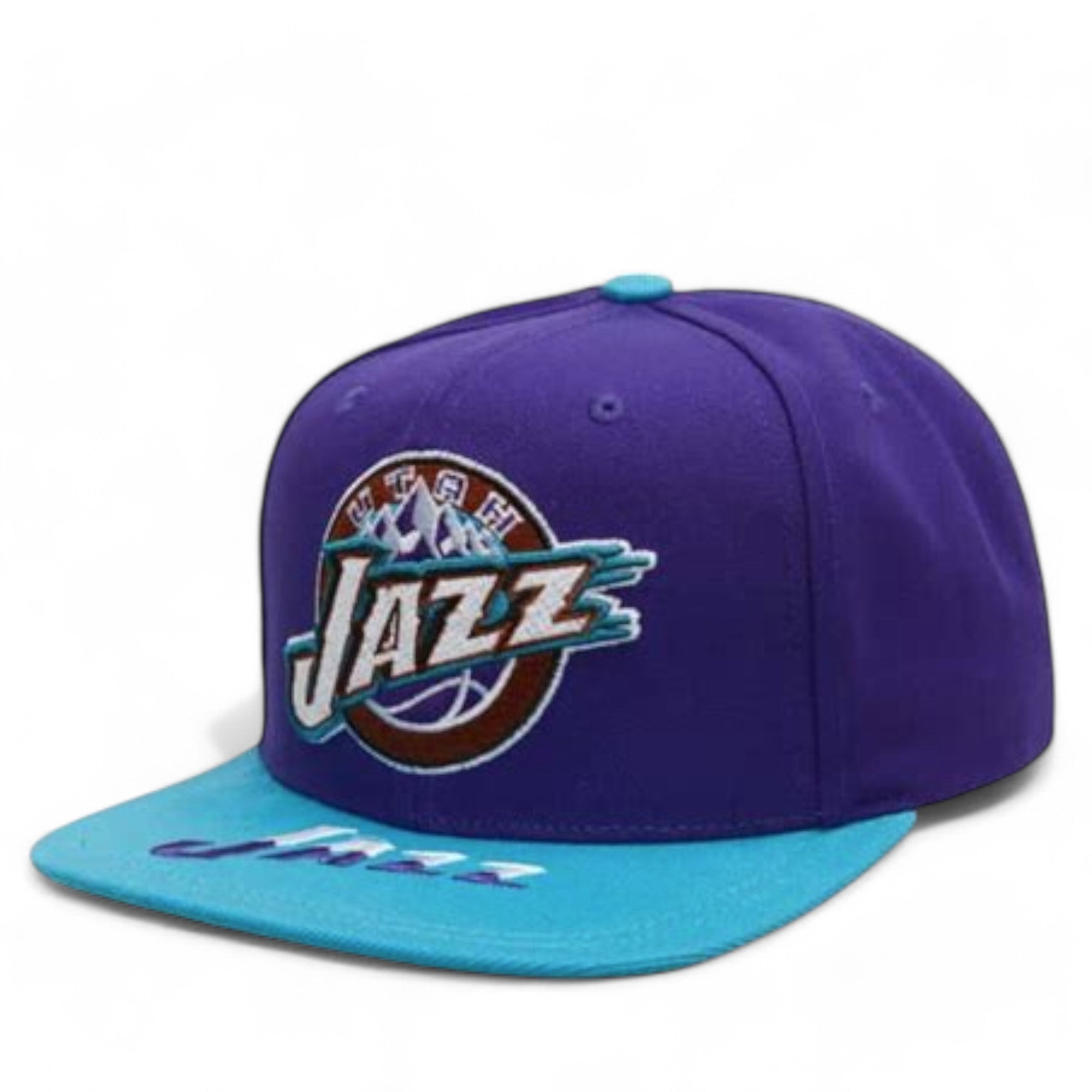 MENS MITCHELL & NESS NBA LOGO BILL SNAPBACK HWC JAZZ - PURPLE-TEAL