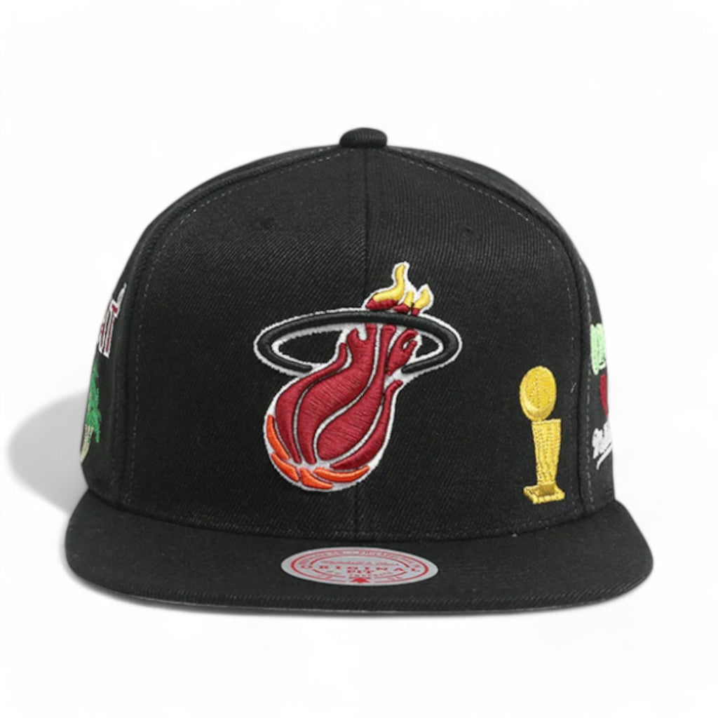 MENS MITCHELL & NESS NBA HYPERLOCAL SNAPBACK HWC HEAT - BLACK