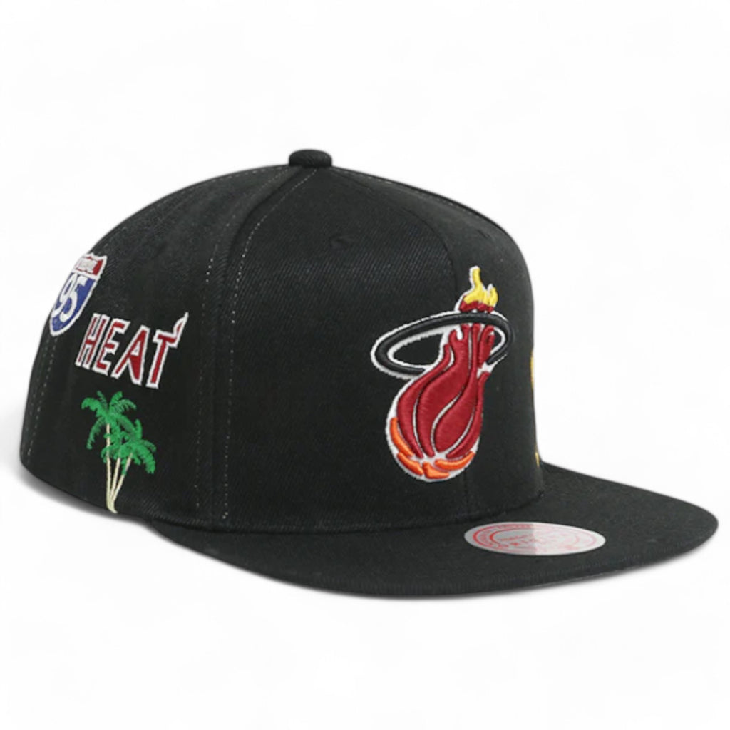 MENS MITCHELL & NESS NBA HYPERLOCAL SNAPBACK HWC HEAT - BLACK