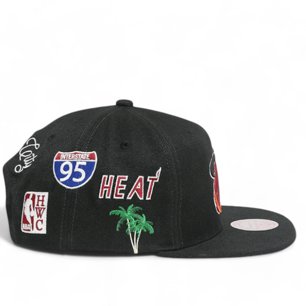 MENS MITCHELL & NESS NBA HYPERLOCAL SNAPBACK HWC HEAT - BLACK
