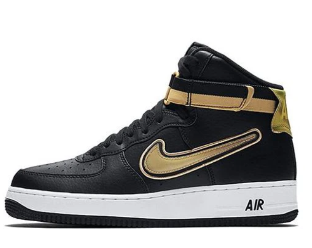 [AV3938-001] MENS NIKE AIR FORCE 1 HIGH 'NBA BLACK METALLIC GOLD'