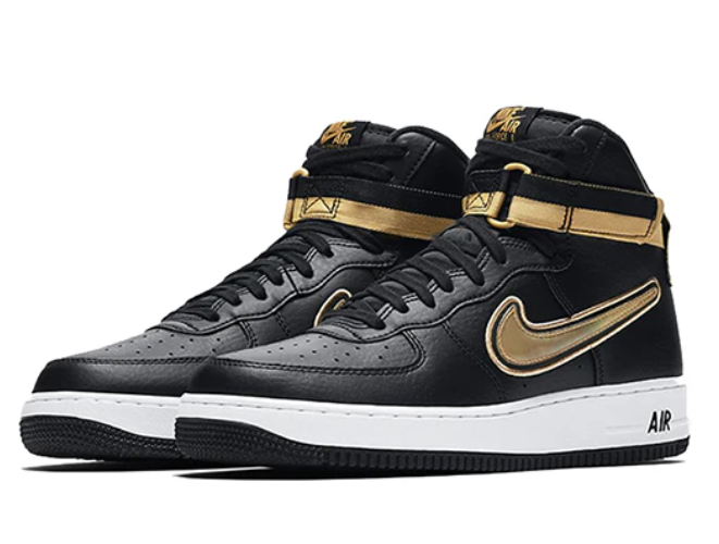 [AV3938-001] MENS NIKE AIR FORCE 1 HIGH 'NBA BLACK METALLIC GOLD'
