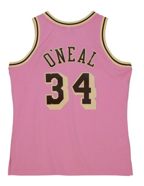MENS MITCHELL & NESS PINK SUGAR BACON SWINGMAN JERSEY LAKERS 1996 SHAQ O'NEAL