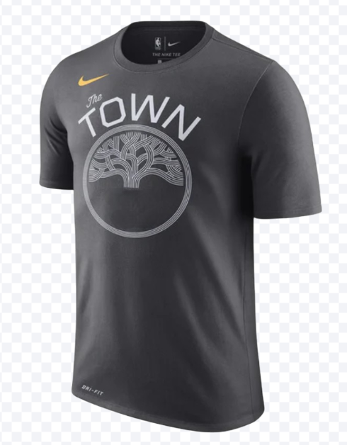 [M11595-GRY] MENS NIKE NBA GS WARRIORS THE TOWN DRI-FIT COTTON SHORT SLEEVE TEE