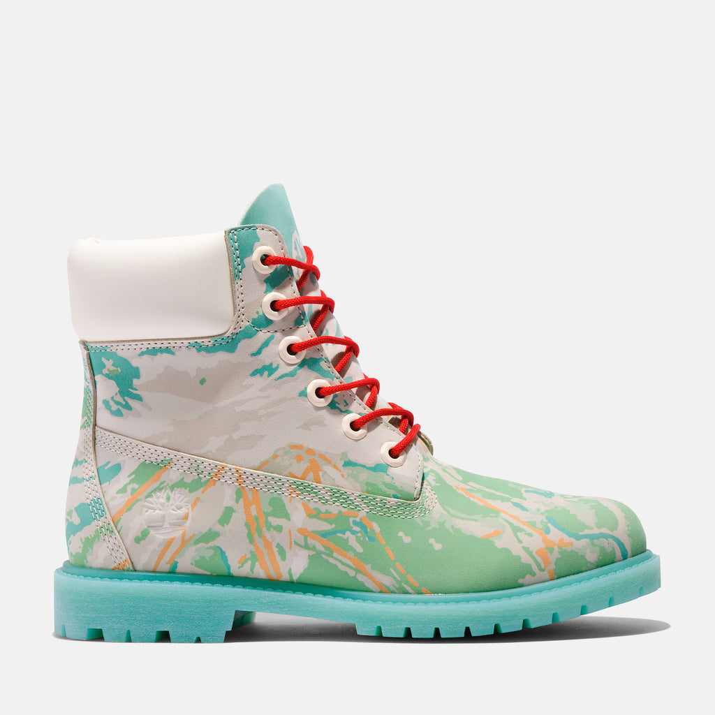 [TB0A5QBN959] WOMENS TIMBERLAND SKI SCHOOL 6 INCH PREMIUM BOOT 'TRAIL MAPS - BLUE GREEN NUBUCK'